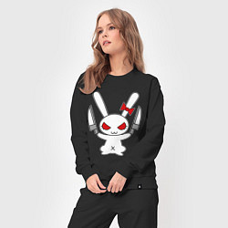 Костюм хлопковый женский Зайка с ножами, цвет: черный — фото 2