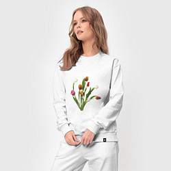 Костюм хлопковый женский Букет разноцветных тюльпанов, цвет: белый — фото 2