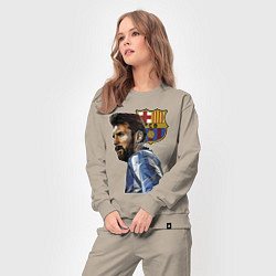 Костюм хлопковый женский Lionel Messi Barcelona Argentina Striker, цвет: миндальный — фото 2