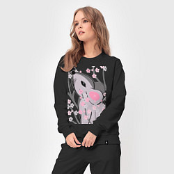 Костюм хлопковый женский Мышка и сакура, цвет: черный — фото 2