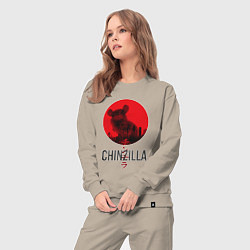 Костюм хлопковый женский Chinzilla black, цвет: миндальный — фото 2