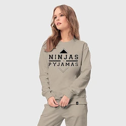 Костюм хлопковый женский Ninjas In Pyjamas, цвет: миндальный — фото 2