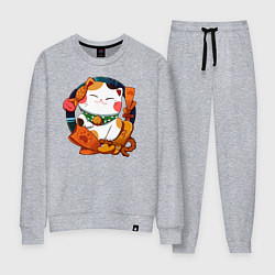 Костюм хлопковый женский Кот изобилия, цвет: меланж