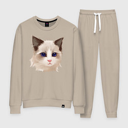 Костюм хлопковый женский Хмурый кот, цвет: миндальный
