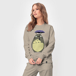 Костюм хлопковый женский Тоторо под зонтом, цвет: миндальный — фото 2