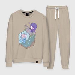 Костюм хлопковый женский Удачная рыбалка, цвет: миндальный