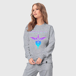 Костюм хлопковый женский BON JOVI NEON LOGO HEART, цвет: меланж — фото 2