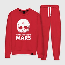 Костюм хлопковый женский 30 Seconds to Mars белый череп, цвет: красный