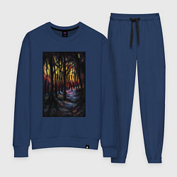 Костюм хлопковый женский Деревья в ночи, цвет: тёмно-синий