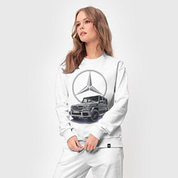 Костюм хлопковый женский Mercedes Gelendwagen G63 AMG G-class G400d, цвет: белый — фото 2