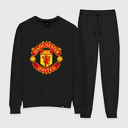 Костюм хлопковый женский Манчестер Юнайтед логотип, цвет: черный