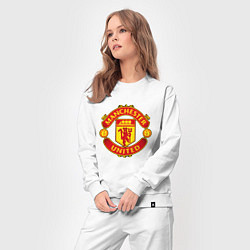 Костюм хлопковый женский Манчестер Юнайтед логотип, цвет: белый — фото 2