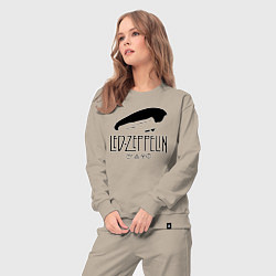 Костюм хлопковый женский Дирижабль Led Zeppelin с лого участников, цвет: миндальный — фото 2