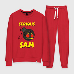 Костюм хлопковый женский Serious Sam Bomb Logo, цвет: красный