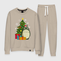 Костюм хлопковый женский Тоторо новогодний, цвет: миндальный