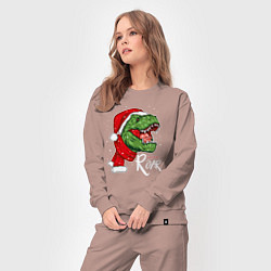 Костюм хлопковый женский T-rex Merry Roar, цвет: пыльно-розовый — фото 2