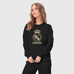 Костюм хлопковый женский Real Madrid gold logo, цвет: черный — фото 2