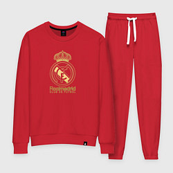 Костюм хлопковый женский Real Madrid gold logo, цвет: красный