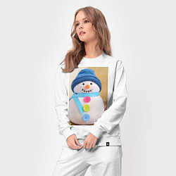 Костюм хлопковый женский Счастливый снеговичок, цвет: белый — фото 2