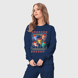 Костюм хлопковый женский Аксолотль рождественский свитер, цвет: тёмно-синий — фото 2