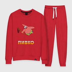 Костюм хлопковый женский Пиво патрик patrick star пивопатрик, цвет: красный