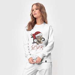 Костюм хлопковый женский SLAYER SKULL SANTA NEW YEAR, цвет: белый — фото 2