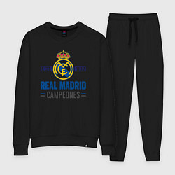 Костюм хлопковый женский Real Madrid Реал Мадрид, цвет: черный
