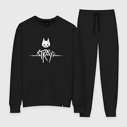 Костюм хлопковый женский Stray: White Logo, цвет: черный