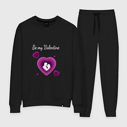 Костюм хлопковый женский Be my Valentine в сердцах Dark, цвет: черный