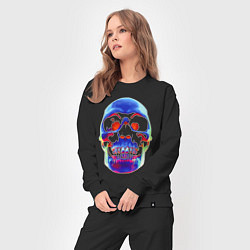 Костюм хлопковый женский Cool neon skull, цвет: черный — фото 2