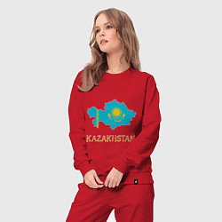 Костюм хлопковый женский Map Kazakhstan, цвет: красный — фото 2