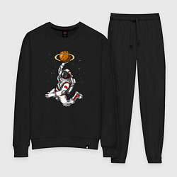 Костюм хлопковый женский Космический баскетболист, цвет: черный