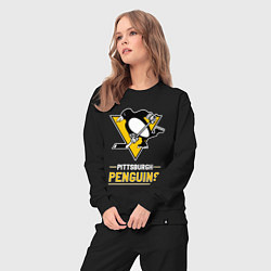 Костюм хлопковый женский Питтсбург Пингвинз , Pittsburgh Penguins, цвет: черный — фото 2