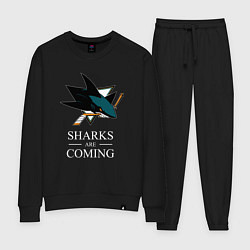 Костюм хлопковый женский Sharks are coming, Сан-Хосе Шаркс San Jose Sharks, цвет: черный