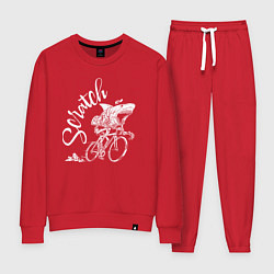Костюм хлопковый женский Scratch - трековые велогонки, цвет: красный