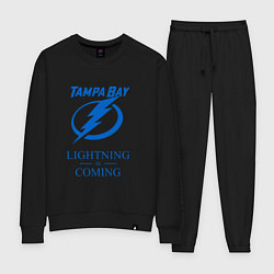 Костюм хлопковый женский Tampa Bay Lightning is coming, Тампа Бэй Лайтнинг, цвет: черный