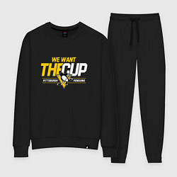 Костюм хлопковый женский Pittsburgh Penguins we want the cup Питтсбург Пинг, цвет: черный