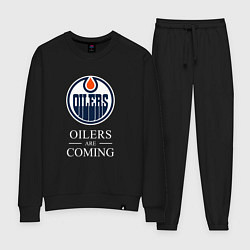 Костюм хлопковый женский Edmonton Oilers are coming Эдмонтон Ойлерз, цвет: черный