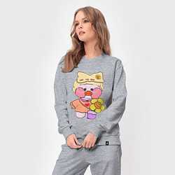 Костюм хлопковый женский Lalafanfan duck в очках, цвет: меланж — фото 2