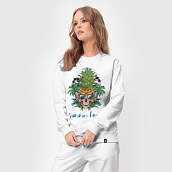 Костюм хлопковый женский Summer time Cool skull, цвет: белый — фото 2