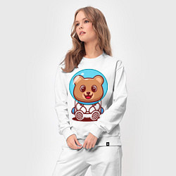 Костюм хлопковый женский Медведь космонавт в скафандре, цвет: белый — фото 2