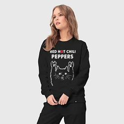 Костюм хлопковый женский Red Hot Chili Peppers Рок кот, цвет: черный — фото 2