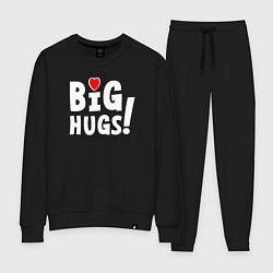 Костюм хлопковый женский Big hugs! Крепкие объятия!, цвет: черный