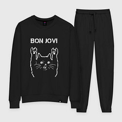 Костюм хлопковый женский Bon Jovi Рок кот, цвет: черный