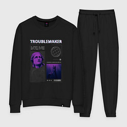 Костюм хлопковый женский Troublemaker Streetwear, цвет: черный