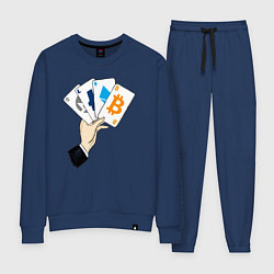 Костюм хлопковый женский Криптовалютные карты, цвет: тёмно-синий
