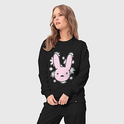 Костюм хлопковый женский Bad Bunny Floral Bunny, цвет: черный — фото 2