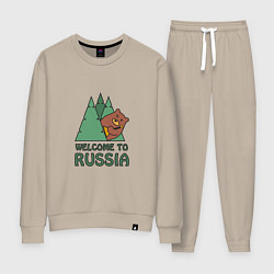 Костюм хлопковый женский Welcome - Russia, цвет: миндальный