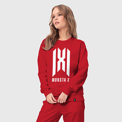 Костюм хлопковый женский Monsta x logo, цвет: красный — фото 2