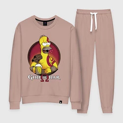 Костюм хлопковый женский Homer god of bar, цвет: пыльно-розовый